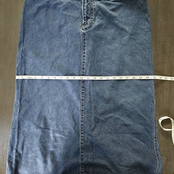 Vtg Old Navy Blue Denim Midi Skirt Size 10 Back Slit Y2k Classic Capsule Modest - Picture 5 of 8